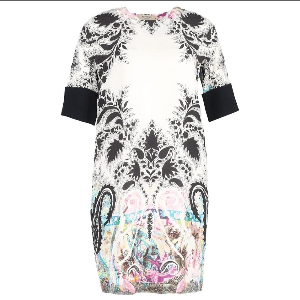 Etro Paisley Printed Mini Shift Dress in Multicolor Silk